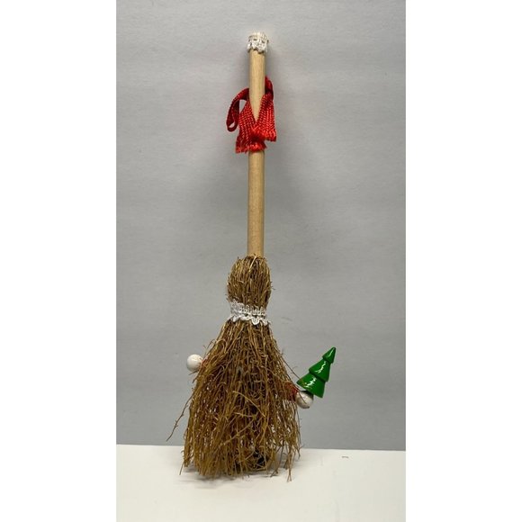Santa Claus Broom Christmas Tree Ornament Vintage 5 Inch Tall - Picture 3 of 6
